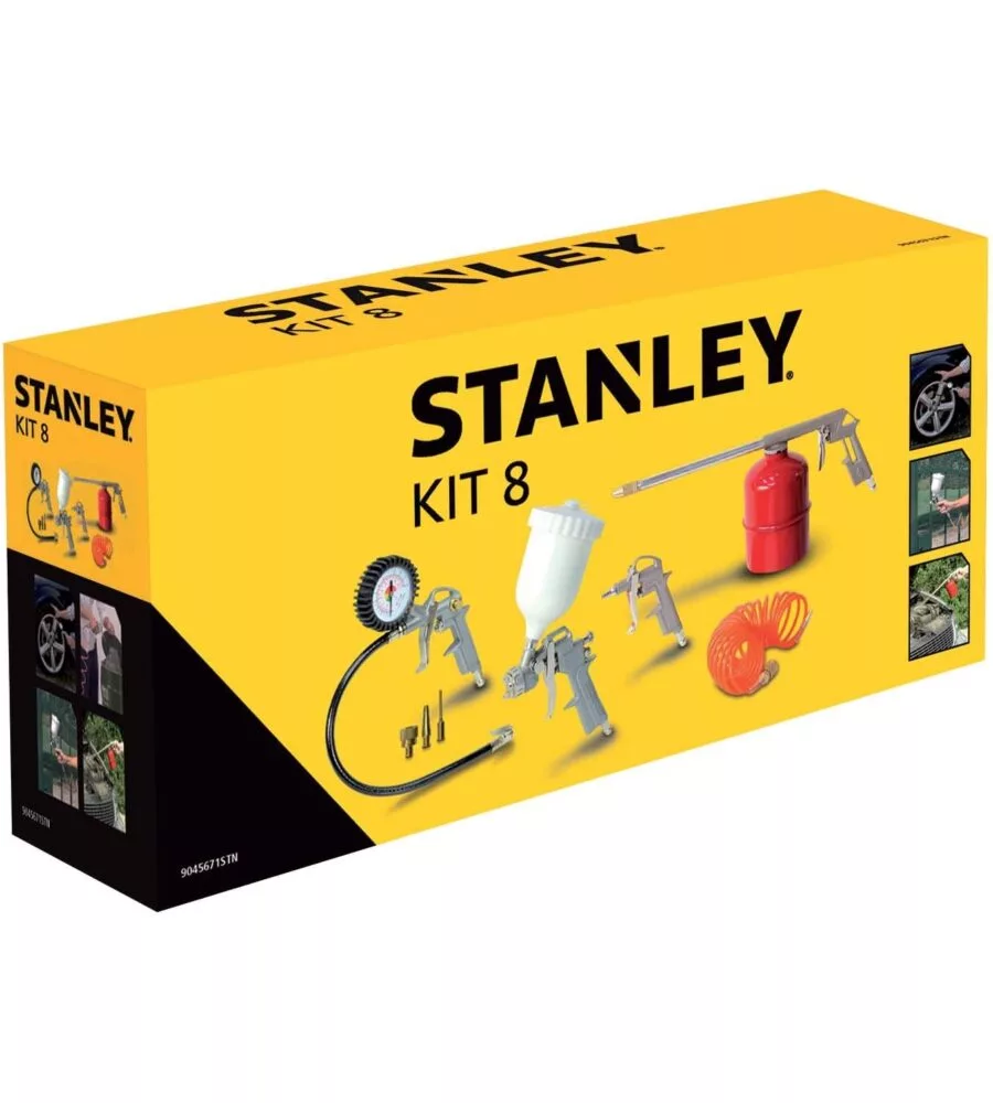 KIT 8 ACCESSORI PER COMPRESSORE ARIA COMPRESSA AD ATTACCO RAPIDO STANLEY
