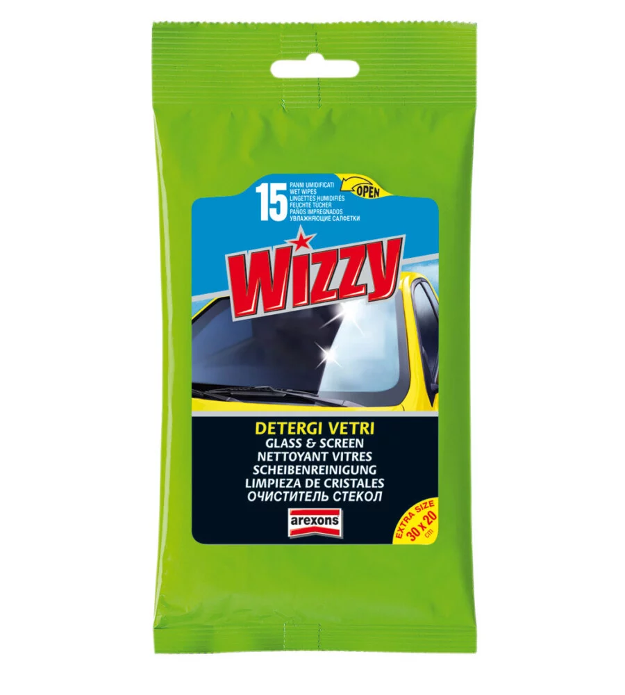 PANNI UMIDIFICATI DETERGI VETRI AREXONS "WIZZY" 15 PZ