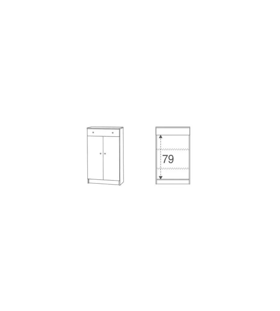 MOBILE 2 ANTE CON 1 CASSETTO BIANCO, 62X105X34 CM