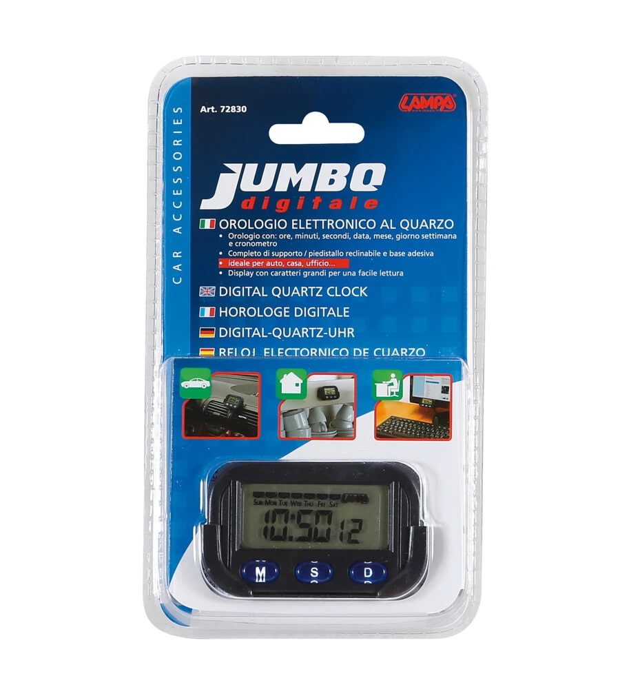 OROLOGIO DIGITALE QUARZO CON SUPPORTO PER AUTO "JUMBO"