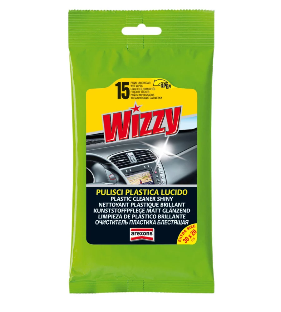 PANNI UMIDIFICATI PULISCI PLASTICA LUCIDO AREXONS "WIZZY" 15 PZ