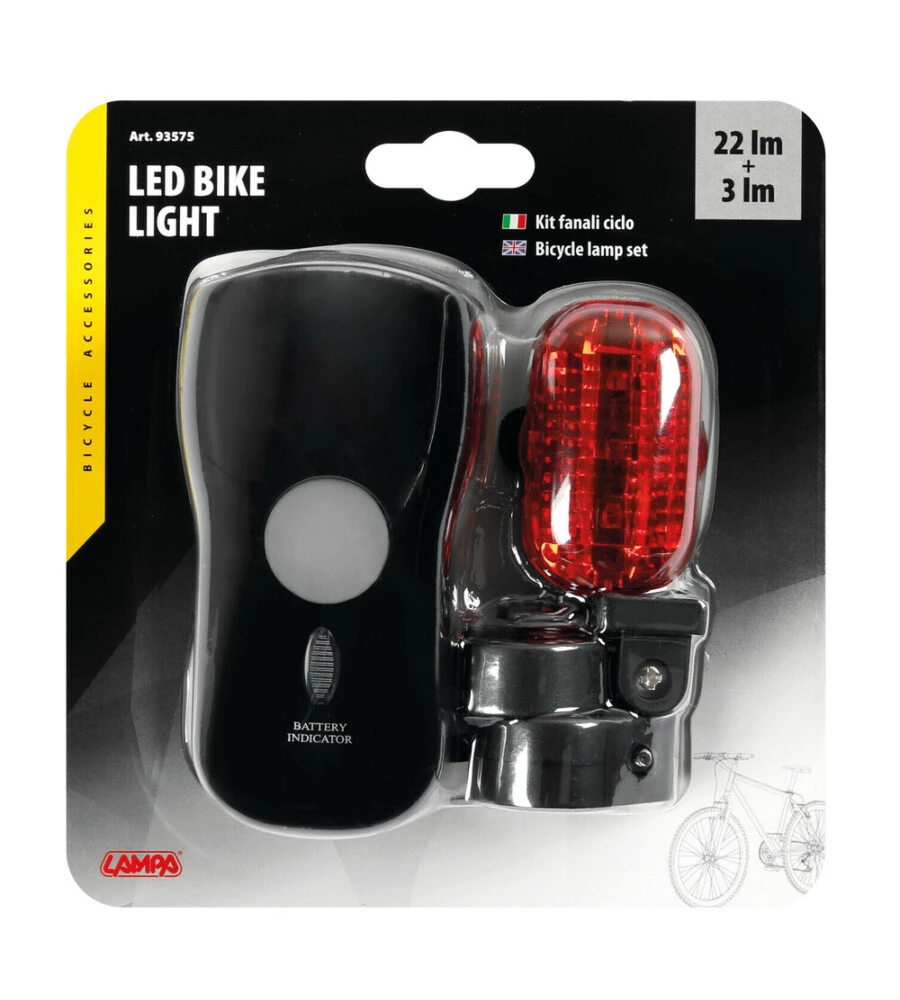 KIT FARI PER BICICLETTA A LED LAMPA ANTERIORE E POSTERIORE - 93575