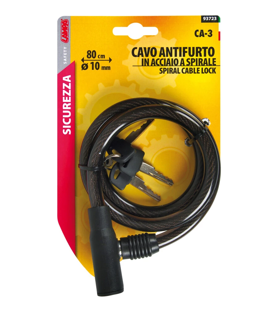 CAVO ANTIFURTOPER BICICLETTA LAMPA "CA-3 " 10 MM 80 CM - 93723