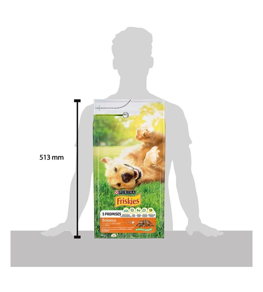 CROCCHETTE PER CANI PURINA FRISKIES "BALANCE" ADULTI DI TUTTE LE TAGLIE CON POLLO, MANZO E VERDURE 4 KG