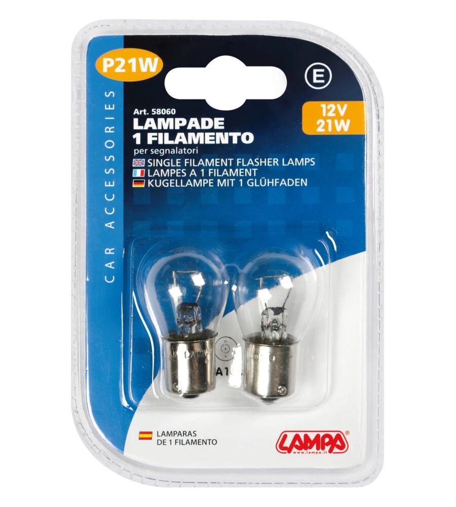 COPPIA LAMPADE 1 FILAMENTO 21W BA15S  58060