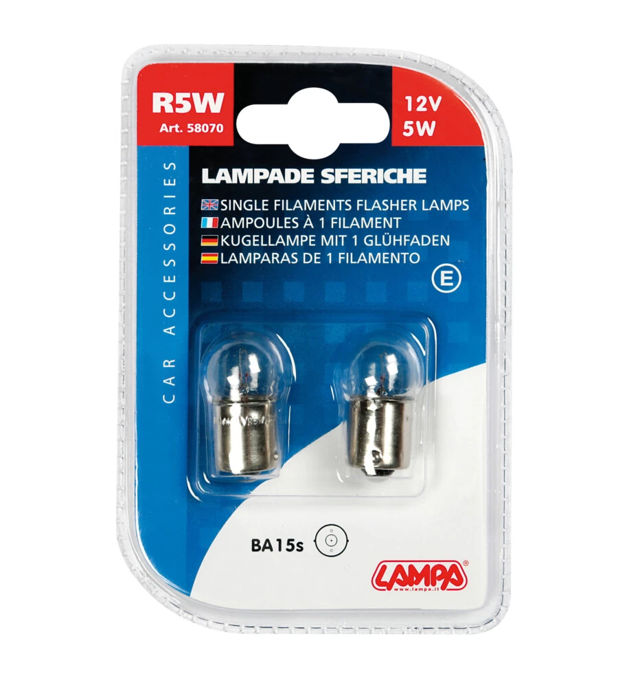 COPPIA LAMPADE SFERA 12V 5W BA15S  58070