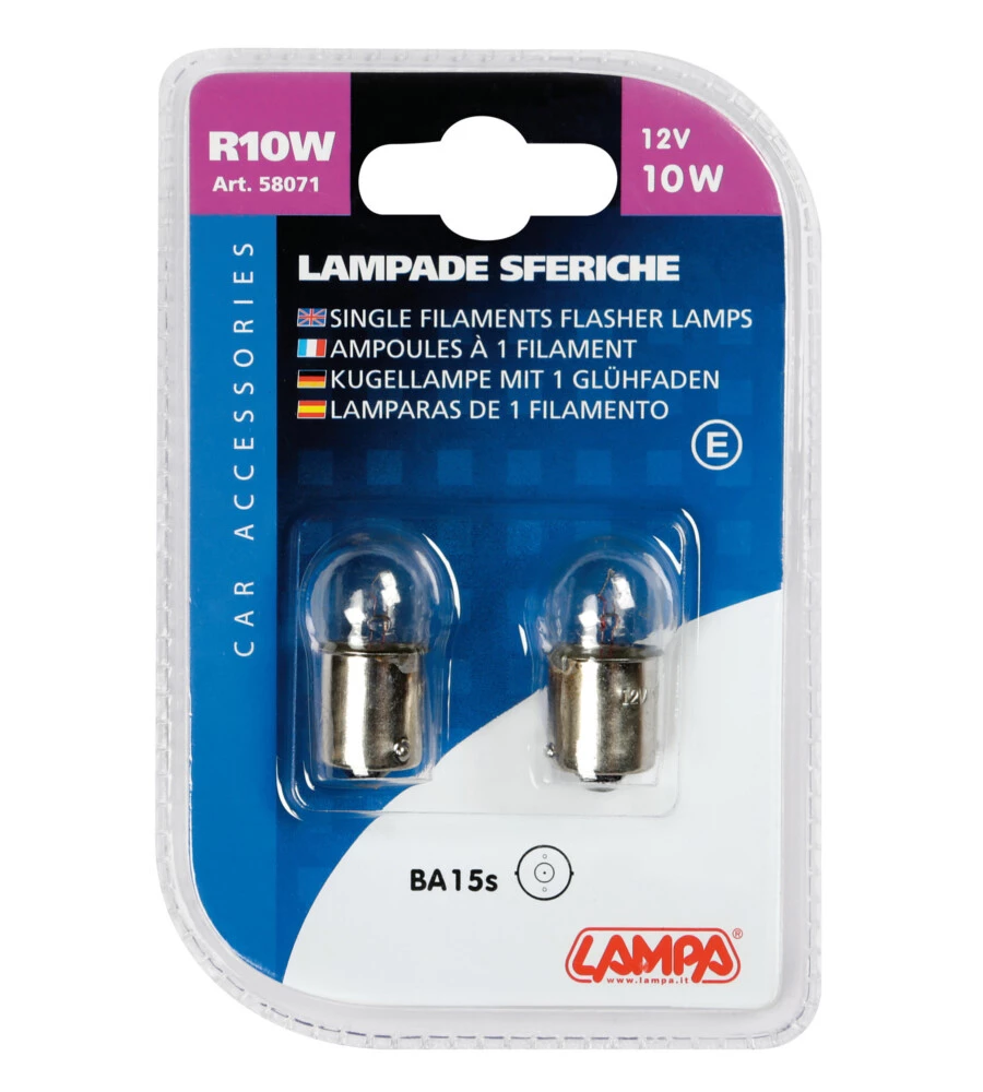 COPPIA LAMPADE SFERA 12V 10W BA15S  58071