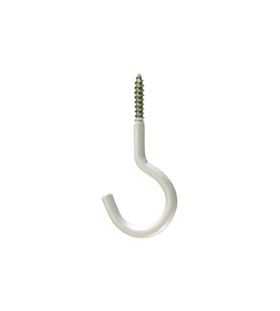 GANCI APERTI IN FERRO PLASTIFICATO BIANCO CON FILETTO PER LEGNO 5,2X80 MM. 2 PZ.
