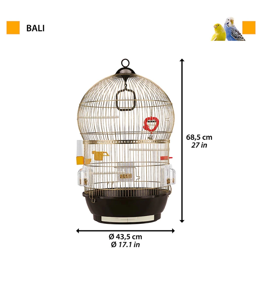 GABBIA PER UCCELLI  FERPLAST "BALI" IN METALLO, 43.5X43.5X68.5 CM