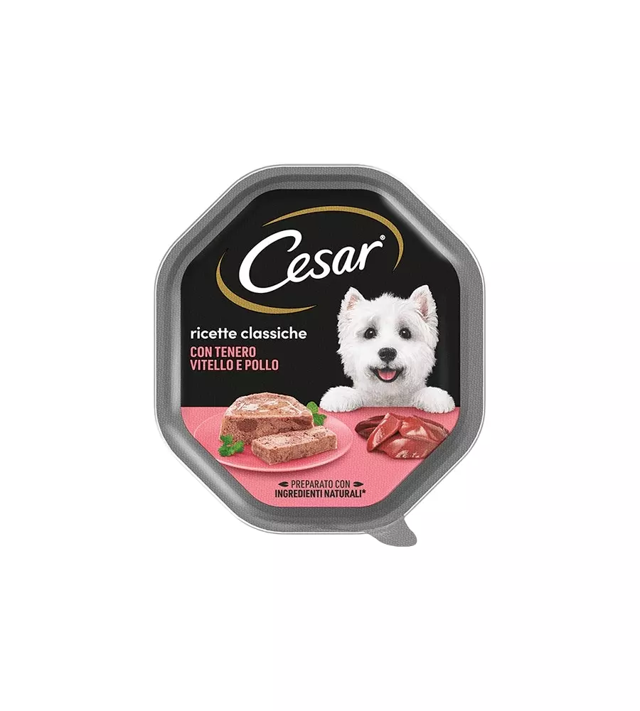 ALIMENTO UMIDO PER CANI CESAR "RICETTE CLASSICHE" CON VITELLO E POLLO 150 GR