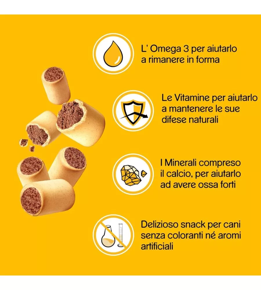 BISCOTTI PER CANI PEDIGREE "MARKIES ORIGINAL" ADULTO DI TUTTE LE TAGLIE CON VITAMINE, CALCIO E OMERGA 3 500 GR