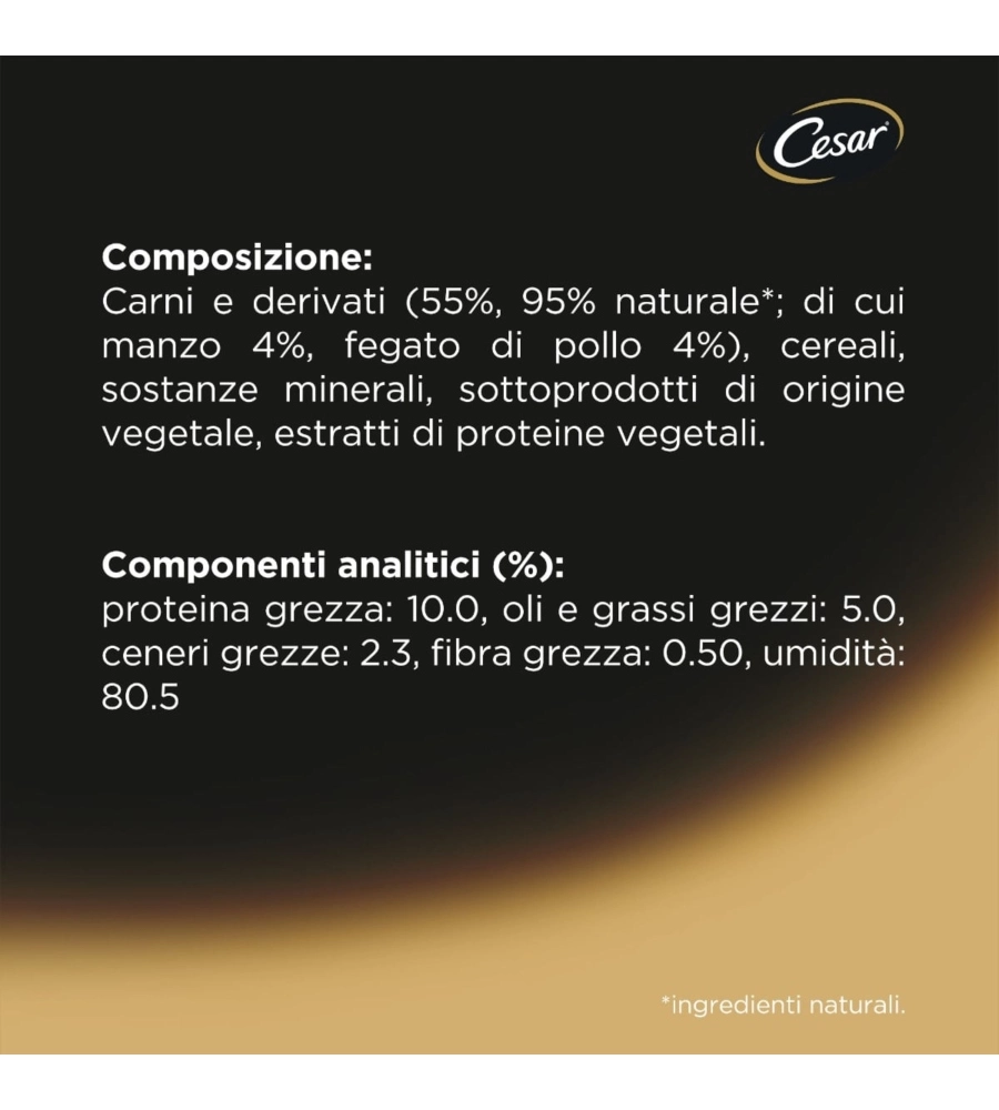 ALIMENTO UMIDO CANE CESAR "RICETTE CLASSICHE" CON MANZO E POLLO 150 GR
