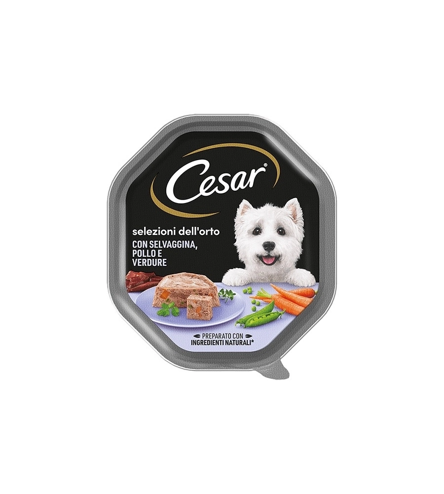 ALIMENTO UMIDO PER CANI CESAR "RICETTE DI CAMPAGNA" CON POLLO, SELVAGGINA E VERDURE 150 GR