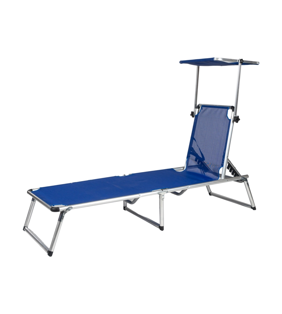 SDRAIO PIEGHEVOLE RECLINABILE CON TETTUCCIO EUROGARDEN IN TEXTILENE BLU 189,5X60,5X79,5/30,5 CM