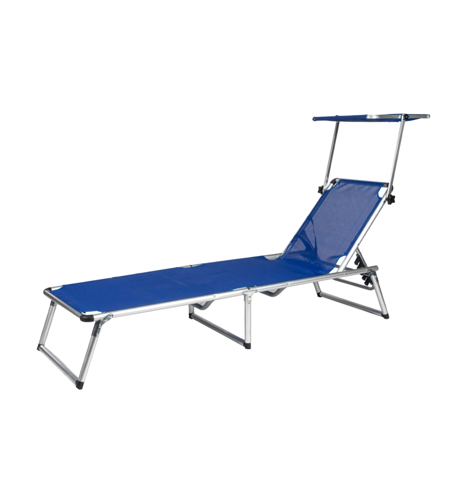 SDRAIO PIEGHEVOLE RECLINABILE CON TETTUCCIO EUROGARDEN IN TEXTILENE BLU 189,5X60,5X79,5/30,5 CM