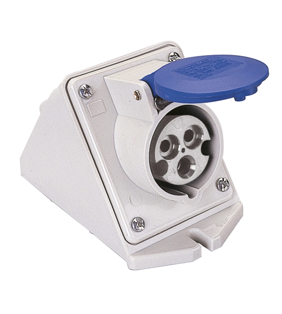 POLY POOL - PRESA INCLINATA DA PARETE 16 A 2P+T IP44 BLU