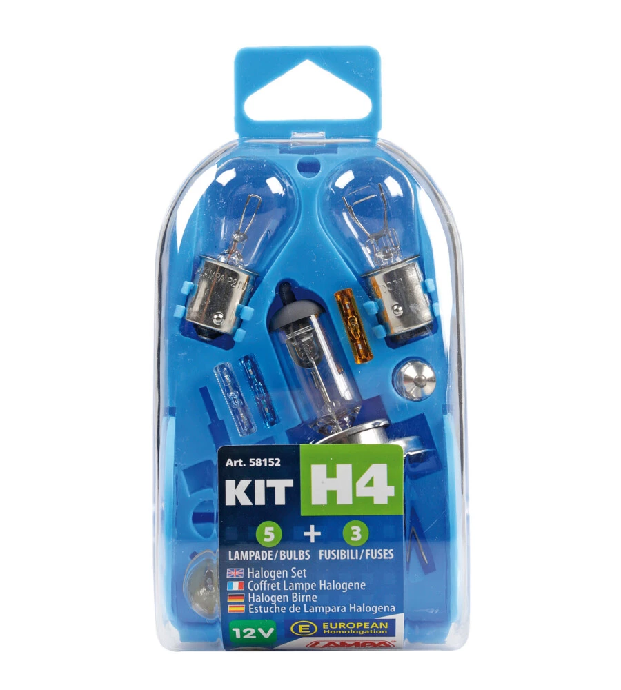 KIT LAMPADE DI RICAMBIO 8 PZ, ALOGENA H4 - 12V  58152