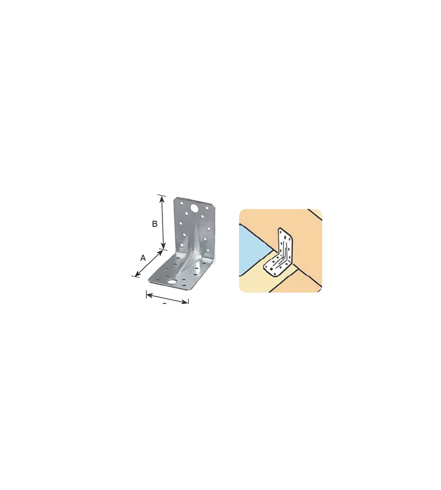 GIUNTO AD ANGOLO NERVATO 90 X 90 X 65 MM.