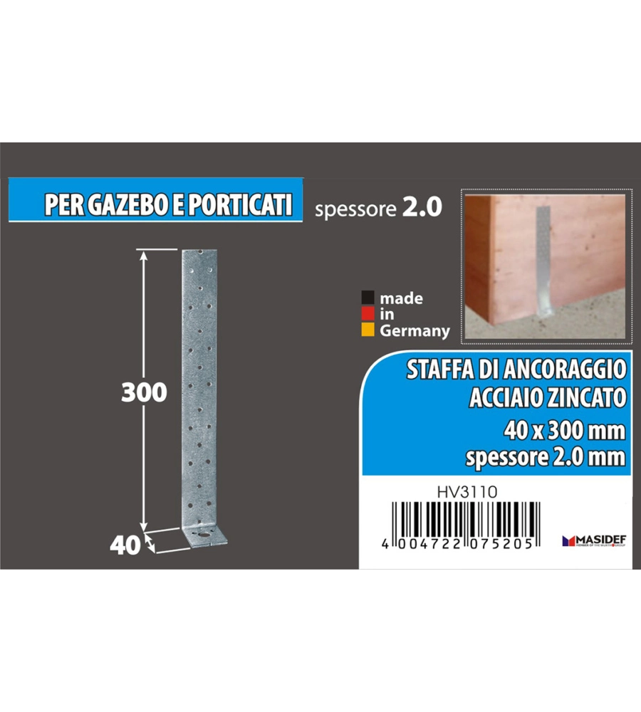 GIUNTO PER ANCORAGGIO CEMENTO 300 X 40 MM.