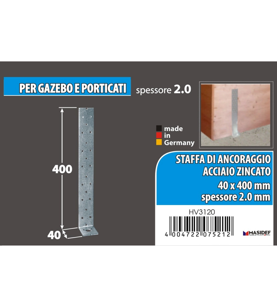 GIUNTO PER ANCORAGGIO CEMENTO 400 X 40 MM.