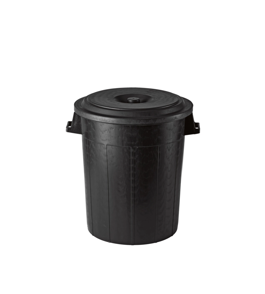 BIDONE PER IMMONDIZIE CON COPERCHIO DA 100 LITRI - NERO.
