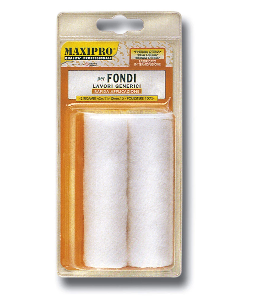 2 RICAMBI MINIRULLO POLIESTERE BIANCO 11 CM.
