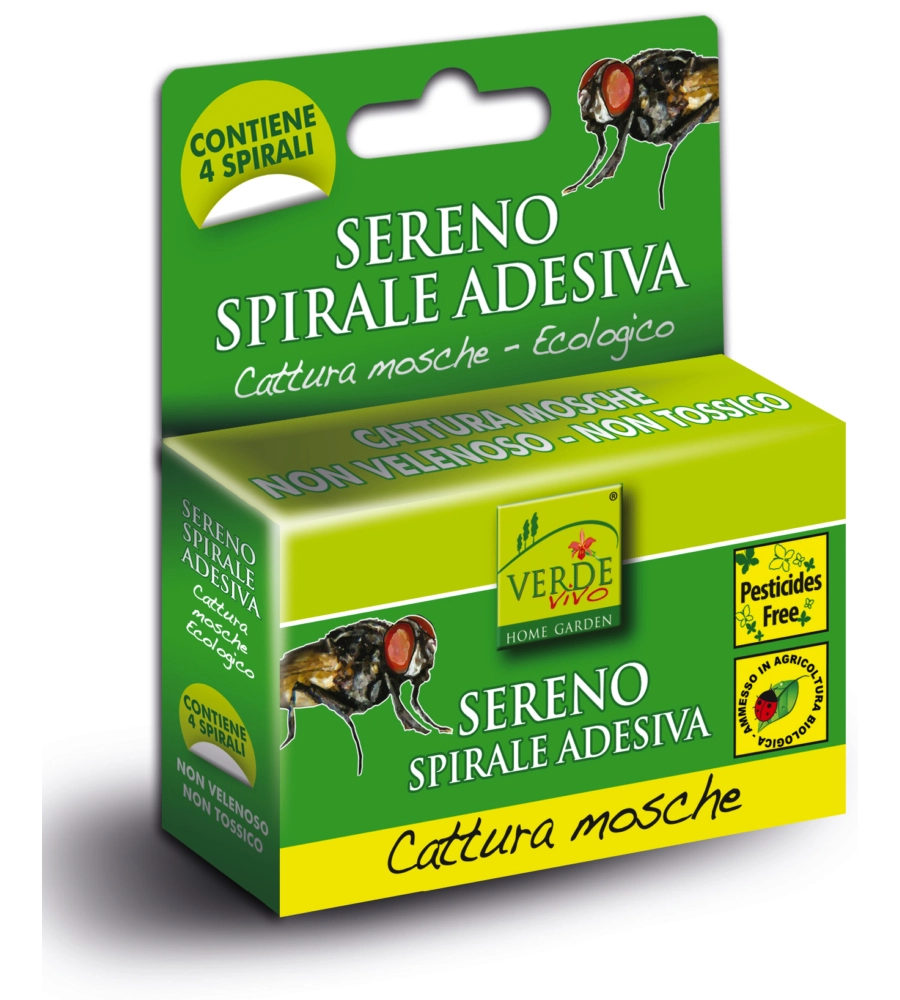 SPIRALI ADESIVE CATTURA MOSCHE. 4 PEZZI