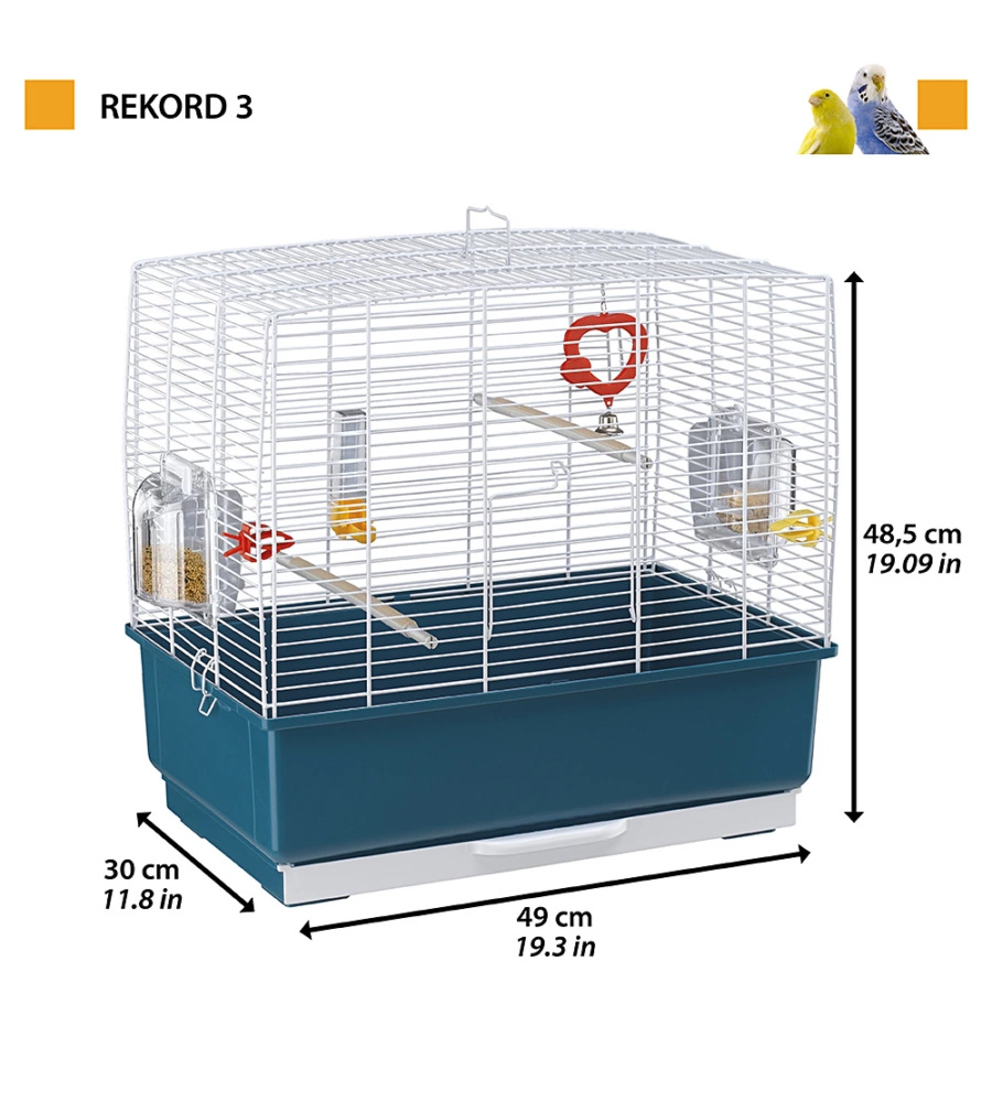 GABBIA PER UCCELLI "REKORD 3", 49X30X48,5 CM - FERPLAST