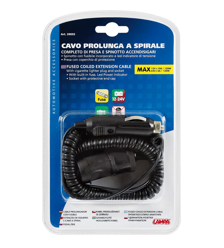 PRESA CORRENTE CON PROLUNGA 12/24V  39055