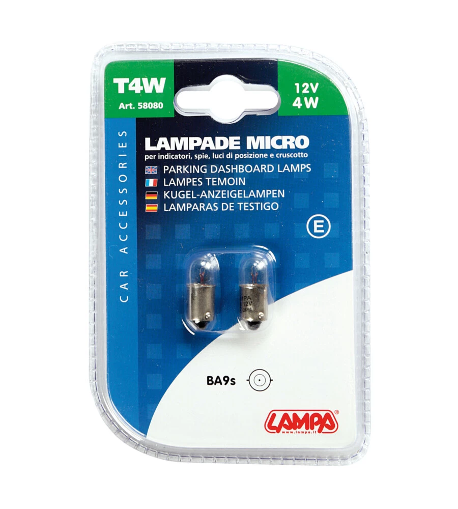 COPPIA LAMPADE MICRO 12V 4W BA9S  58080