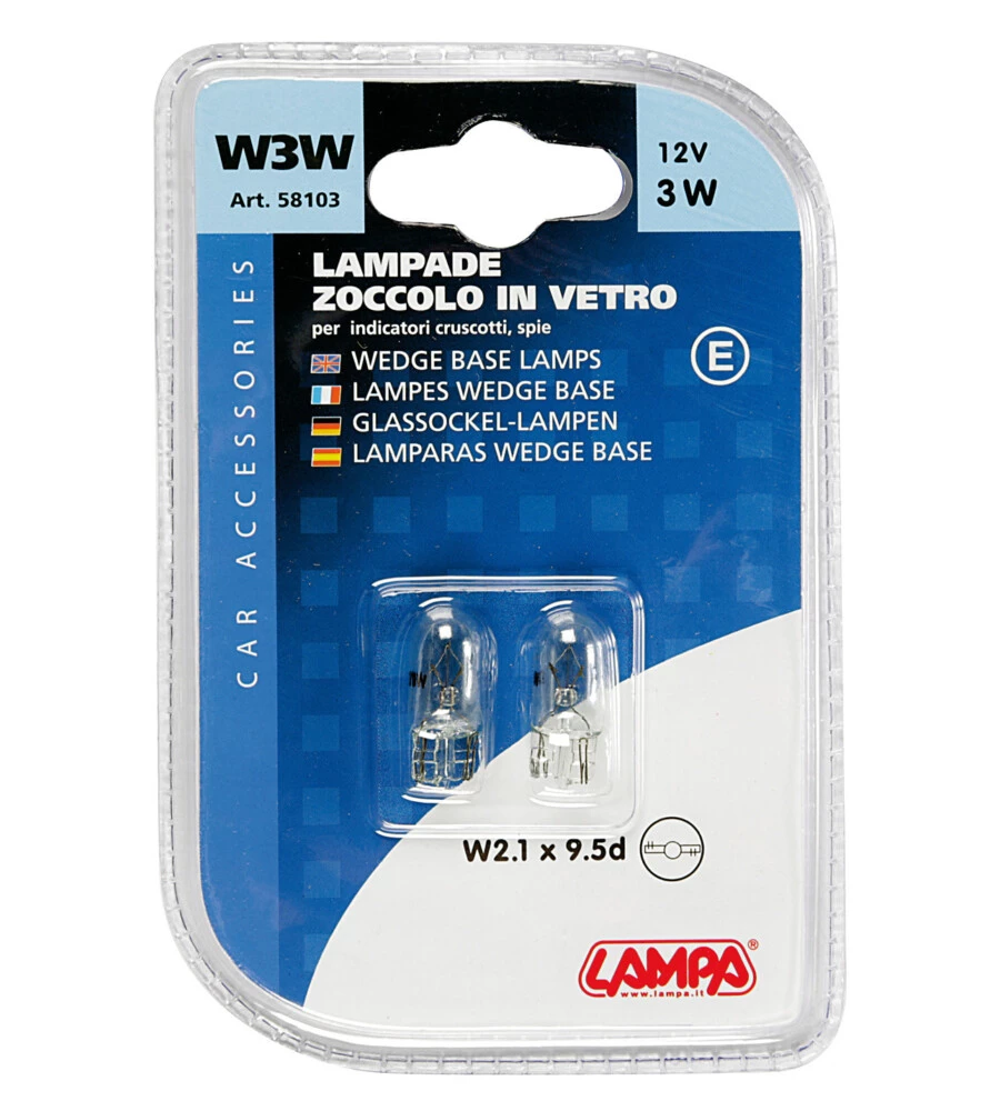 COPPIA LAMPADE ZOCCOLO VETRO 3W T10  58103