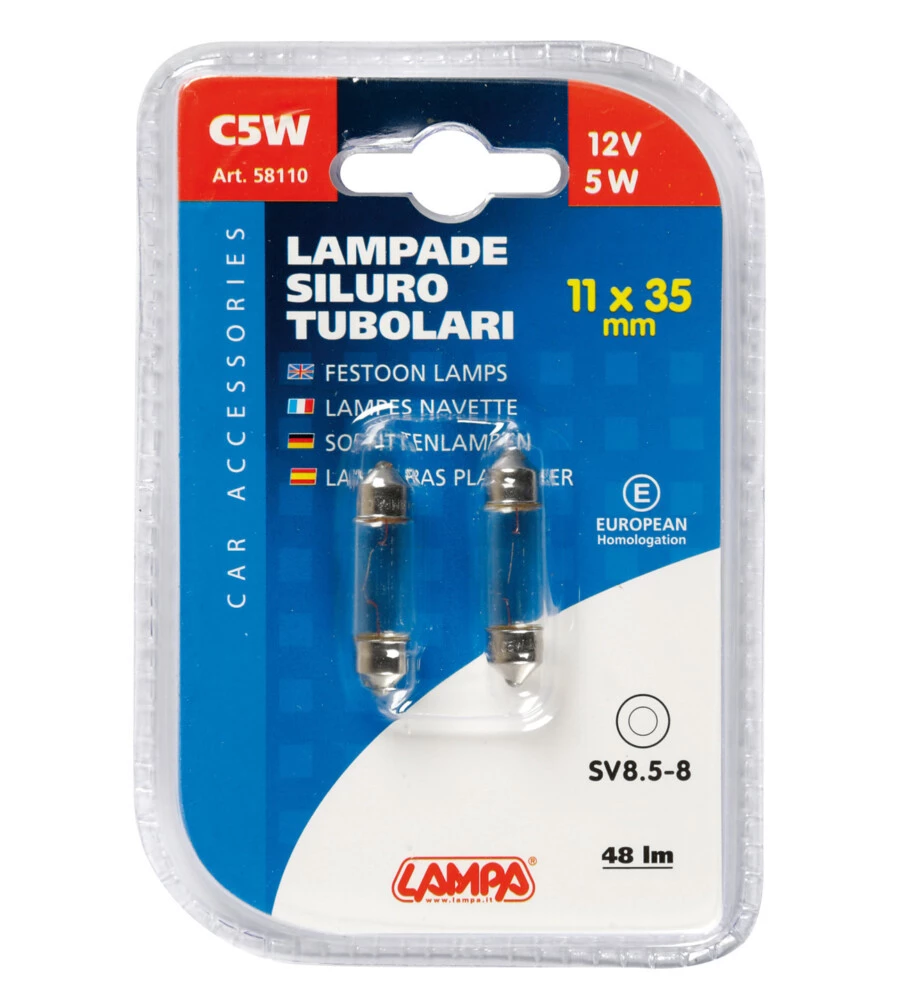 COPPIA LAMPADE SILURO 5W SV 8.5 11X38  58110