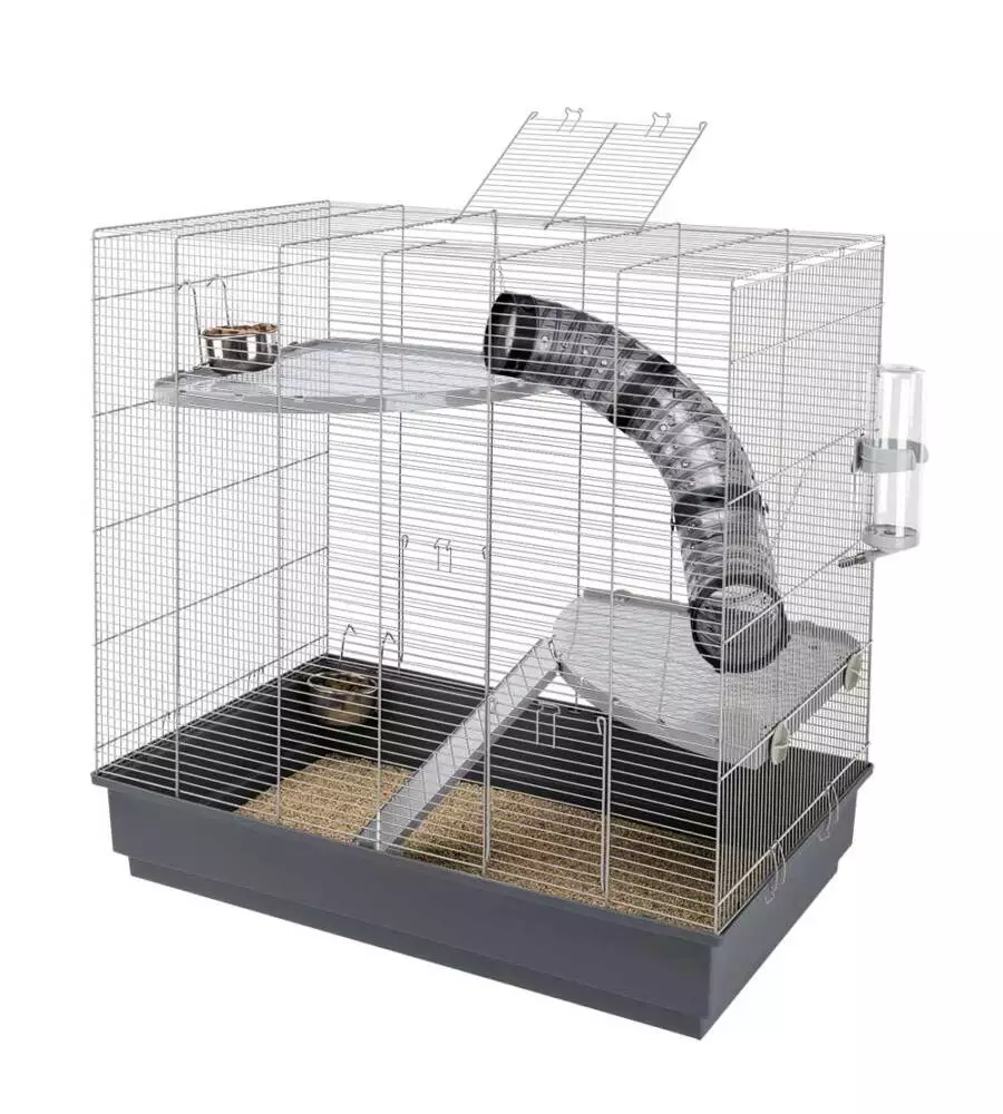 GABBIA PER RODITORI "JENNY" GRIGIA ZINCATA, 80 X 50 X H 79.5 CM - FERPLAST