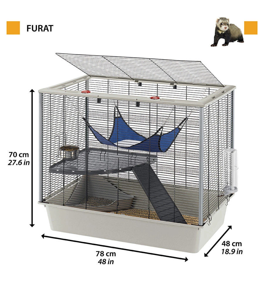 GABBIA PER RODITORI E FURETTI "FURAT",  78 X 48 X H 70 CM - FERPLAST