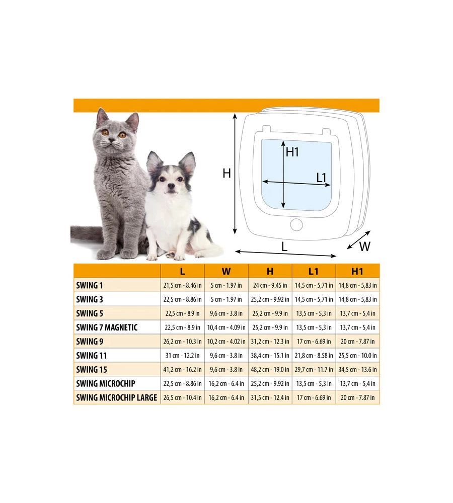 PORTINA PER GATTI E PICCOLI CANI FERPLAST "SWING 1" CON CHIUSURA 2 VIE IN PLASTICA BIANCO 21,5X5X24 CM