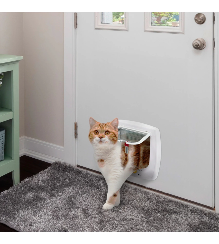 PORTINA PER GATTI E PICCOLI CANI FERPLAST "SWING 5" CON CHIUSURA 4 VIE E PROTEZIONE ARIA IN PLASTICA BIANCO 22,5X9,6X25,2 CM