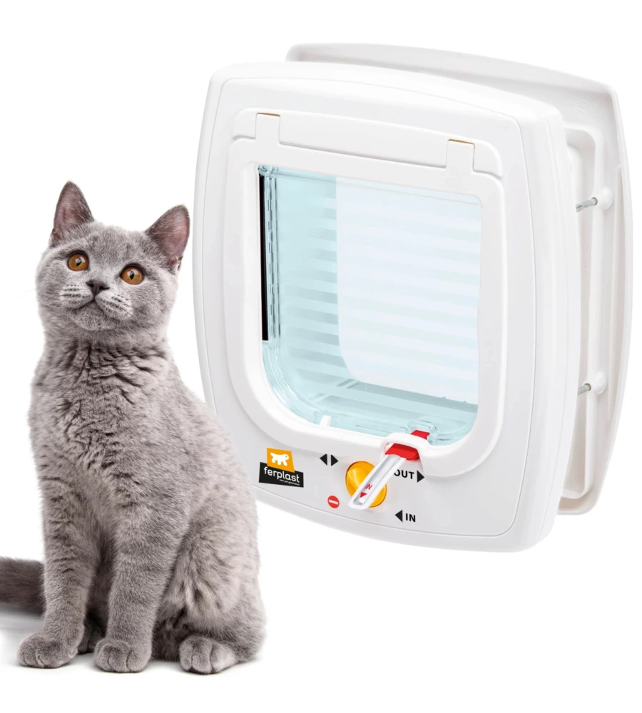 PORTINA PER GATTI SISTEMA MAGNETICO FERPLAST "SWING 7" CON CHIUSURA 4 VIE E PROTEZIONE ARIA IN PLASTICA BIANCO 22,5X10,4X25,2 CM