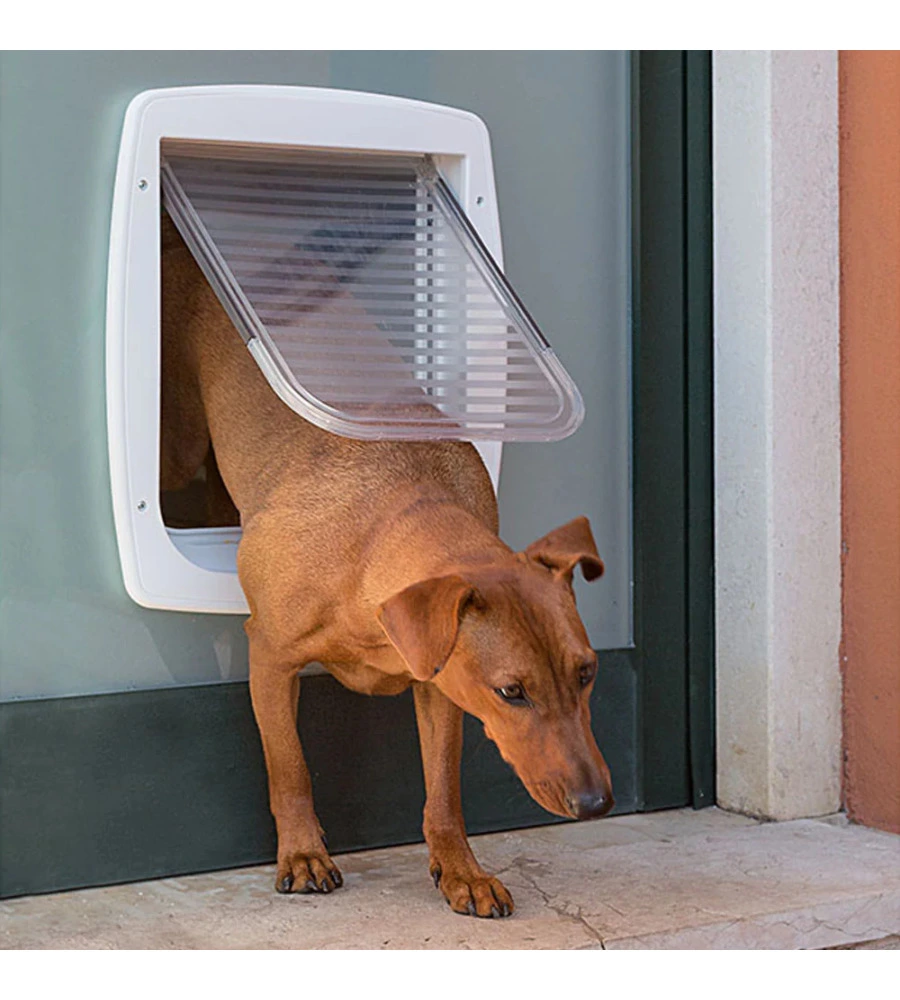 PORTINA PER GATTI GRANDI E CANI DI TAGLIA MEDIA FERPLAST "SWING 11" CON CHIUSURA 4 VIE E PROTEZIONE ARIA IN PLASTICA BIANCO 31X9,6X38,4 CM