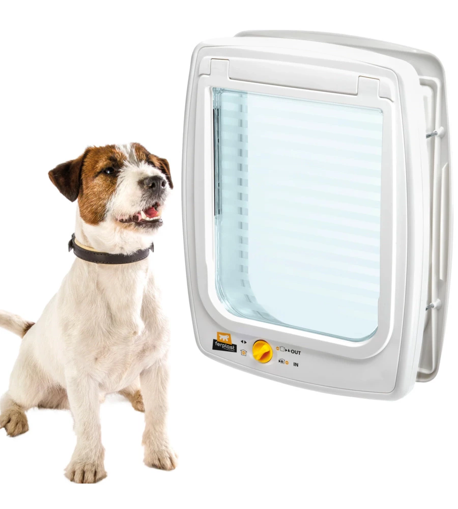 PORTINA PER GATTI GRANDI E CANI DI TAGLIA MEDIA FERPLAST "SWING 11" CON CHIUSURA 4 VIE E PROTEZIONE ARIA IN PLASTICA BIANCO 31X9,6X38,4 CM