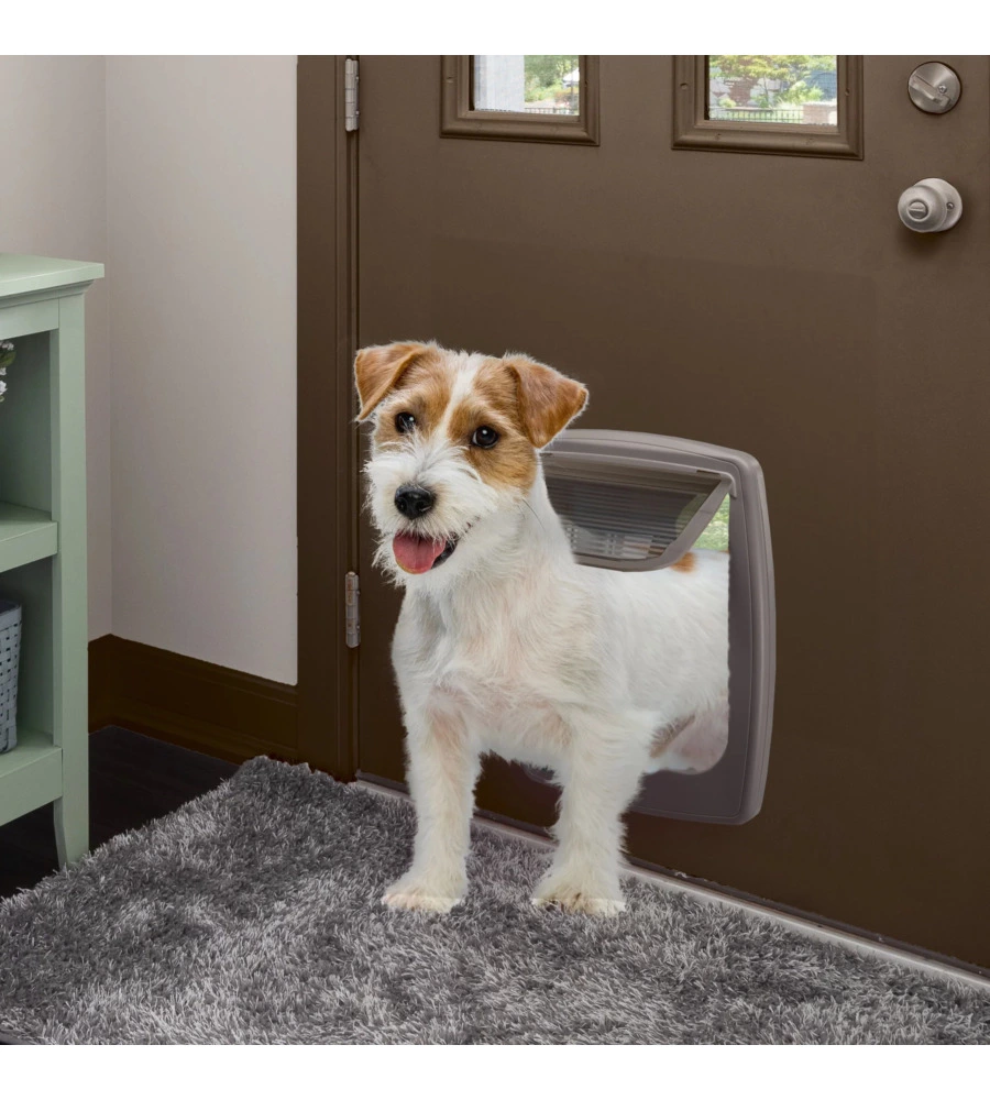 PORTINA PER GATTI GRANDI E CANI DI TAGLIA MEDIA FERPLAST "SWING 11" CON CHIUSURA 4 VIE E PROTEZIONE ARIA IN PLASTICA MARRONE 31X9,6X38,4 CM