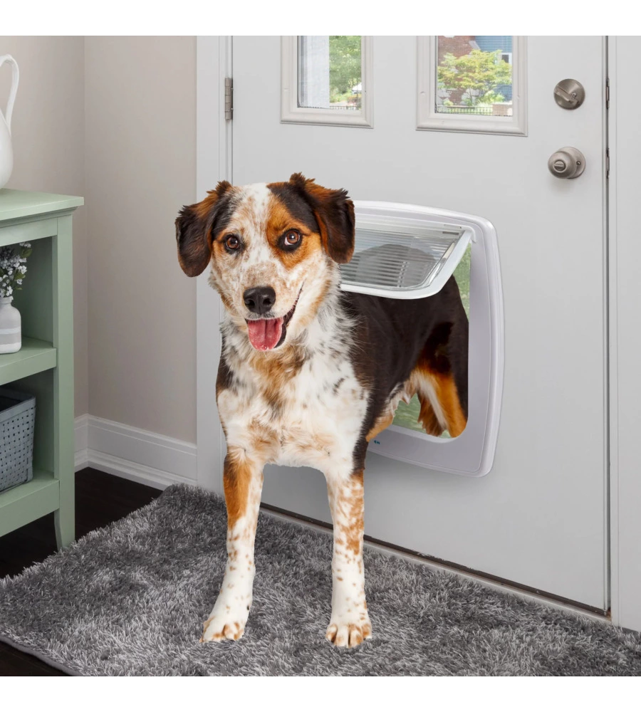 PORTINA PER CANI DI TAGLIA MEDIA E GRANDE FERPLAST "SWING 15" CON CHIUSURA 4 VIE E PROTEZIONE ARIA IN PLASTICA BIANCO 41,2X9,6X48,2 CM