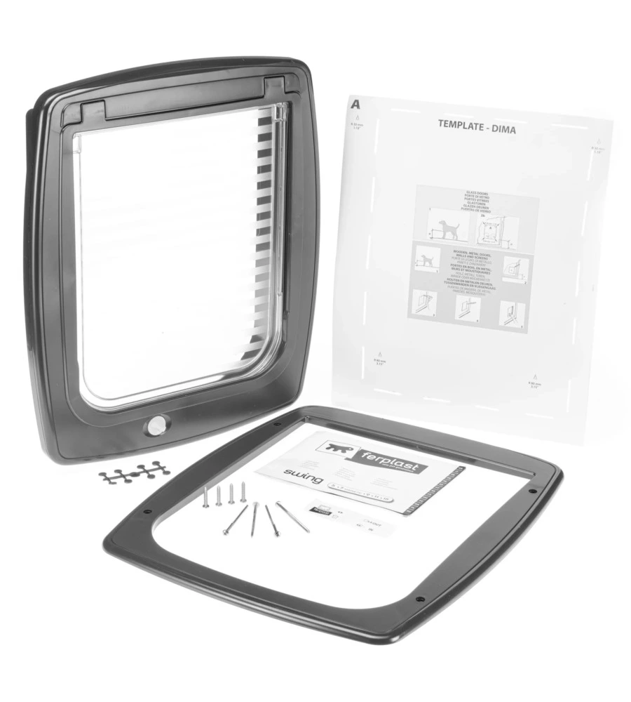 PORTINA PER CANI DI TAGLIA MEDIA E GRANDE FERPLAST "SWING 15" CON CHIUSURA 4 VIE E PROTEZIONE ARIA IN PLASTICA BIANCO 41,2X9,6X48,2 CM