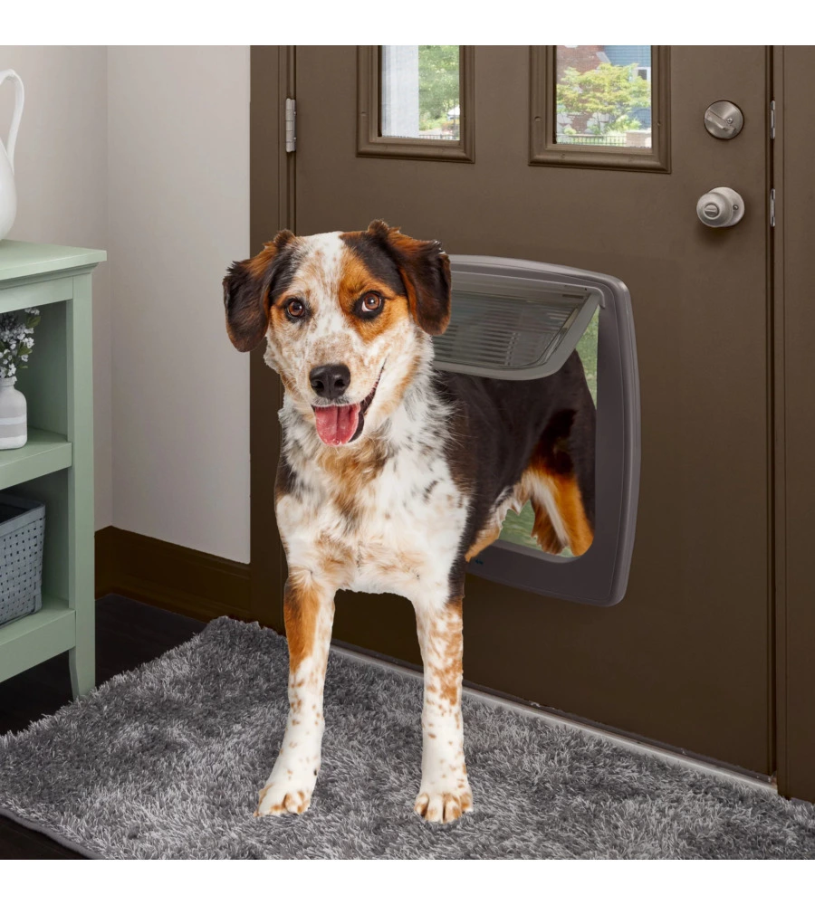 PORTINA PER CANI DI TAGLIA MEDIA E GRANDE FERPLAST "SWING 15" CON CHIUSURA 4 VIE E PROTEZIONE ARIA IN PLASTICA MARRONE 41,2X9,6X48,2 CM