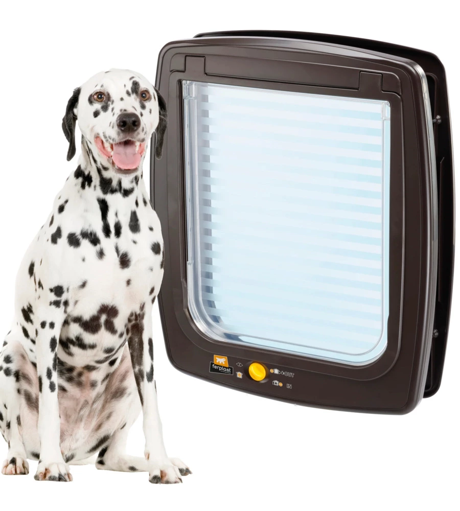 PORTINA PER CANI DI TAGLIA MEDIA E GRANDE FERPLAST "SWING 15" CON CHIUSURA 4 VIE E PROTEZIONE ARIA IN PLASTICA MARRONE 41,2X9,6X48,2 CM