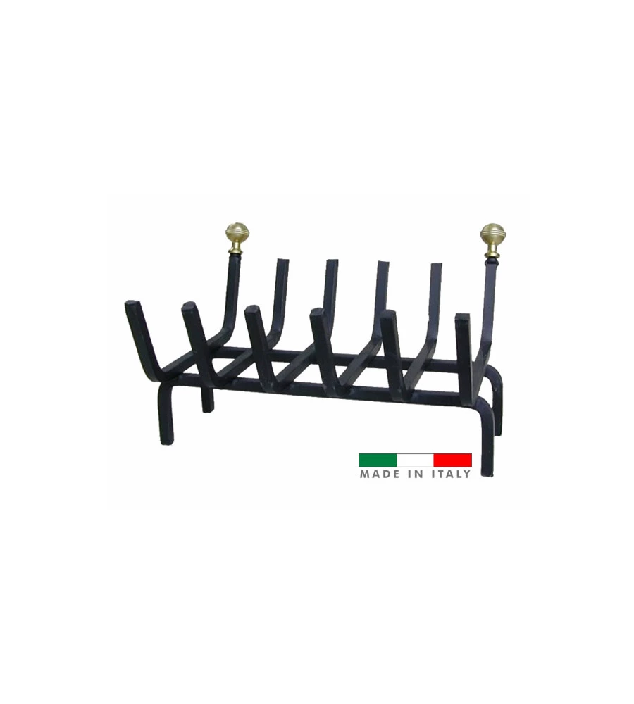 BRUCIALEGNA LINEARE PER CAMINETTI LARGHEZZA 40 CM CON POMOLI IN OTTONE
