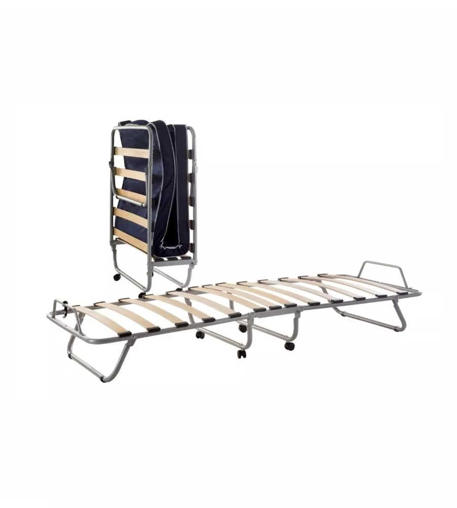 BRANDINA PIEGHEVOLE DORMIR CON DOGHE IN LEGNO E MATERASSO 80X190 CM