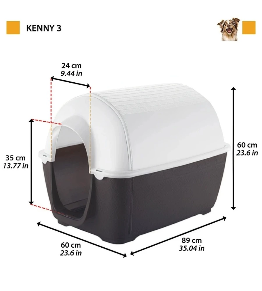 CUCCIA PER CANI DA ESTERNO FERPLAST "KENNY 03" IN RESINA GRIGIO 60X89X60 CM