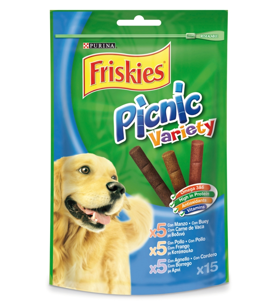 FRISKIES SNACK TREATS PICNIC - ALIMENTO SECCO PER CANE,  15 PEZZI,  8X126GR.
