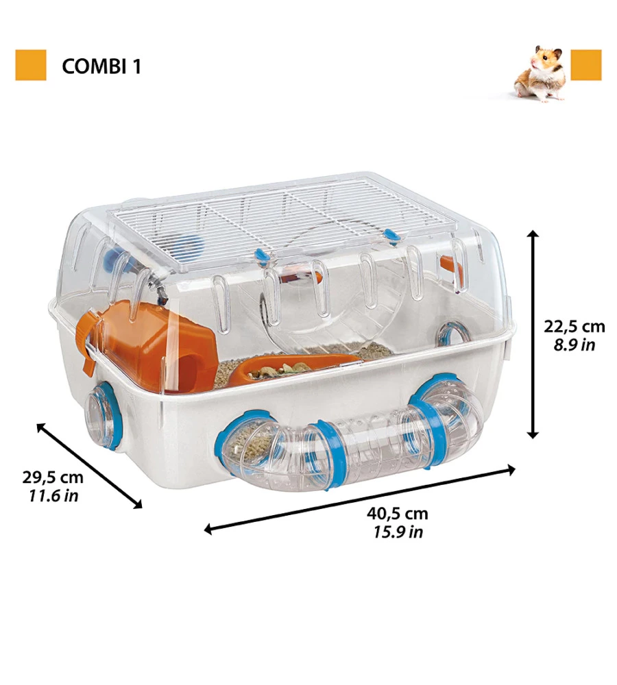 GABBIA PER CRICETI "COMBI 1", 40,5X29,5X22,5 CM - FERPLAST