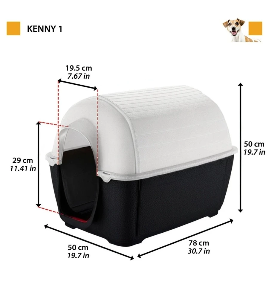 CUCCIA PER CANI DA ESTERNO FERPLAST "KENNY 01" IN RESINA GRIGIO 50X78X50 CM